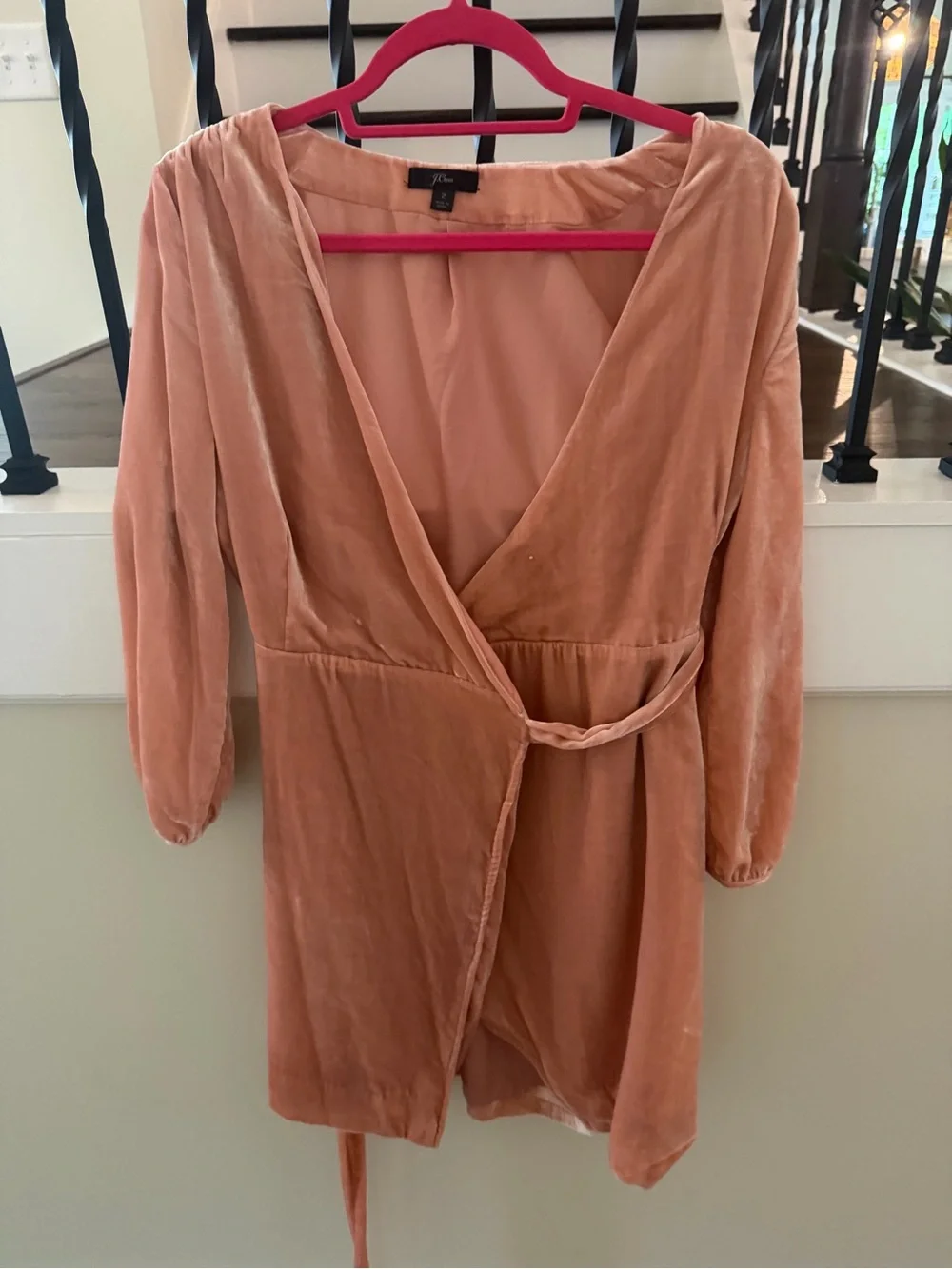 J.Crew Pink Velvet Wrap Dress